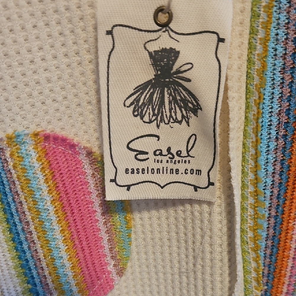 Easel Multicolor Striped and Floral Top - Picture 2 of 3